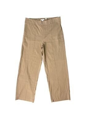 Vince Khaki Tan Seamed Stretch Linen High Waist Wide Leg Pull On Pants Size XL